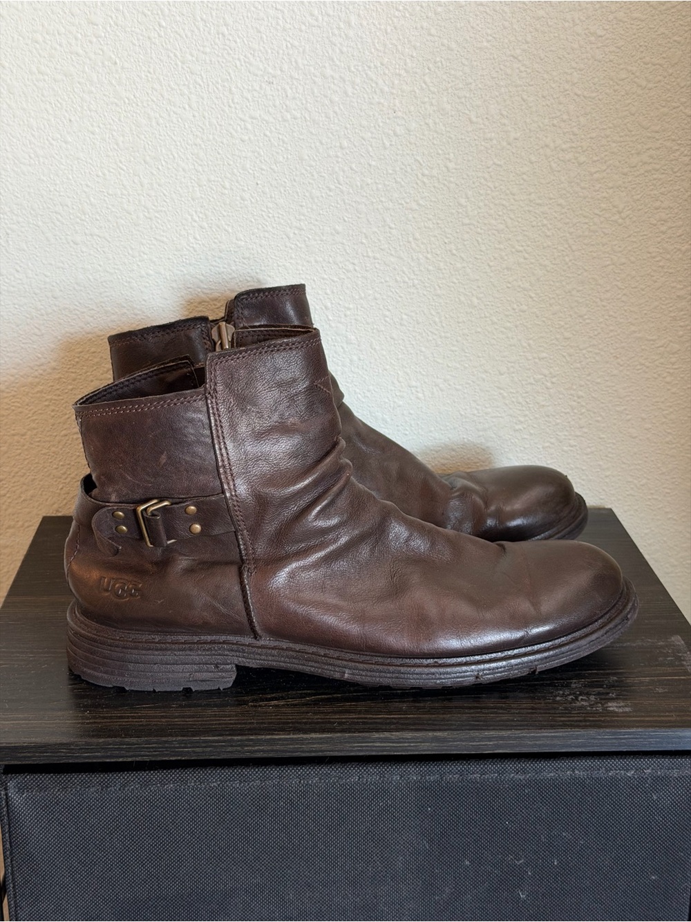 Vintage Ugg Men’s Sz 10 Leather Moto Harness Biker Engineer Bootie Boots
